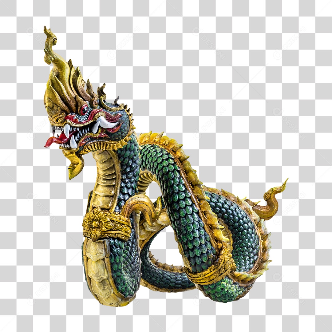 Objeto 3D Dragão Rei de Naga Para Composição PNG Transparente