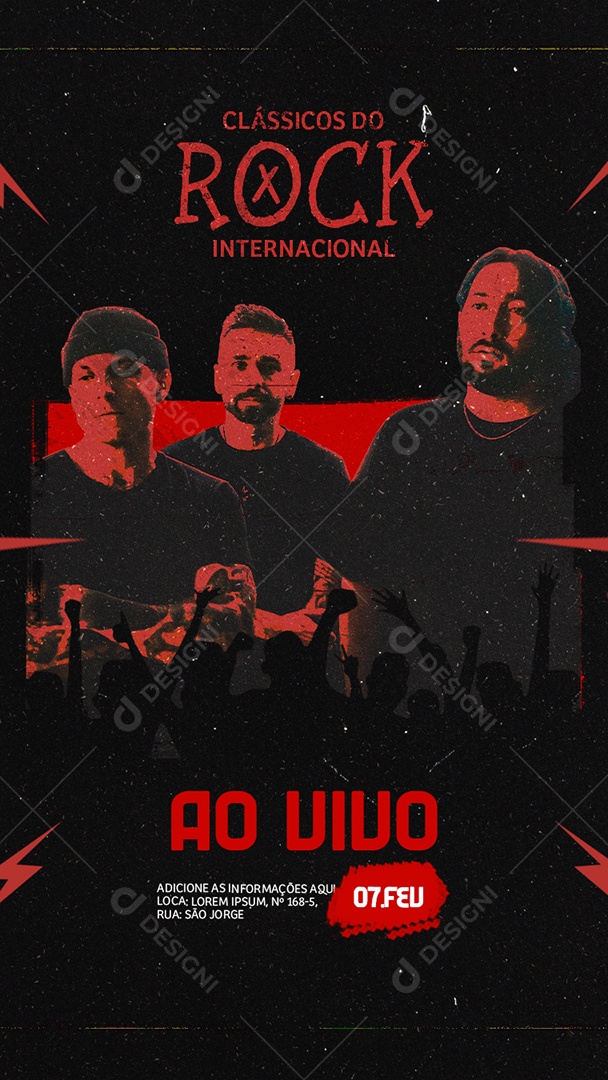 Flyer Clássico do Rock Internacional Story Social Media PSD Editável