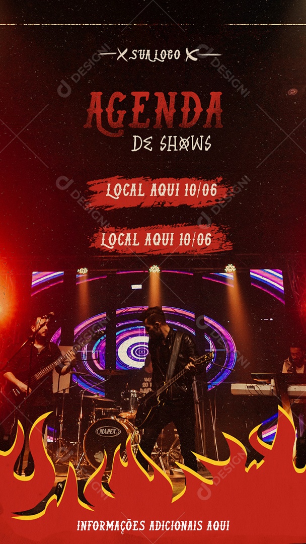 Flyer Agenda de Shows Story Social Media PSD Editável