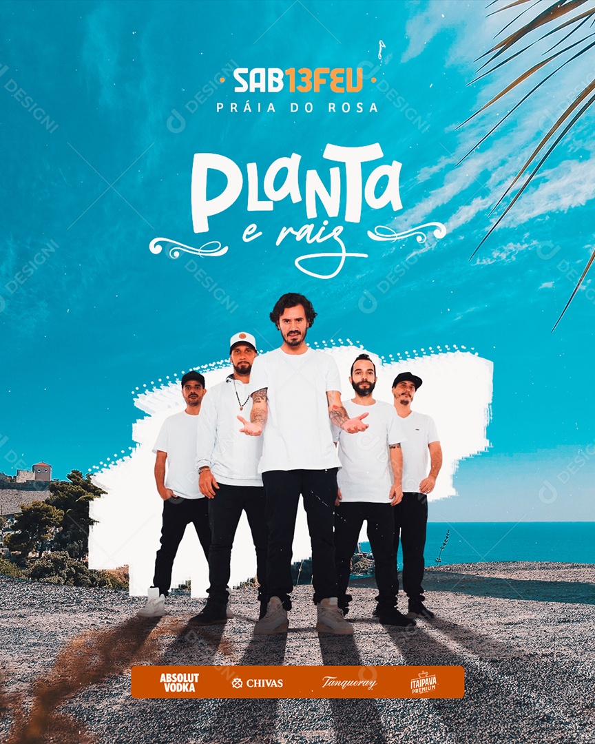 Flyer Show Praia do Rosa Planta e Raiz Reggae Social Media PSD Editável