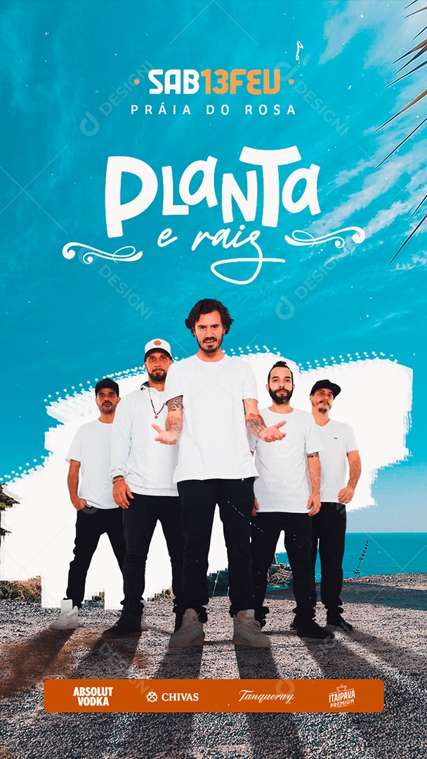 Flyer Show Praia do Rosa Planta e Raiz Reggae Story Social Media PSD Editável