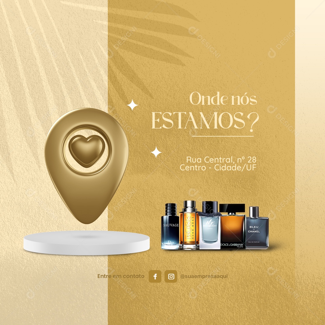 Onde Estamos Localização Perfumaria Social Media PSD Editável