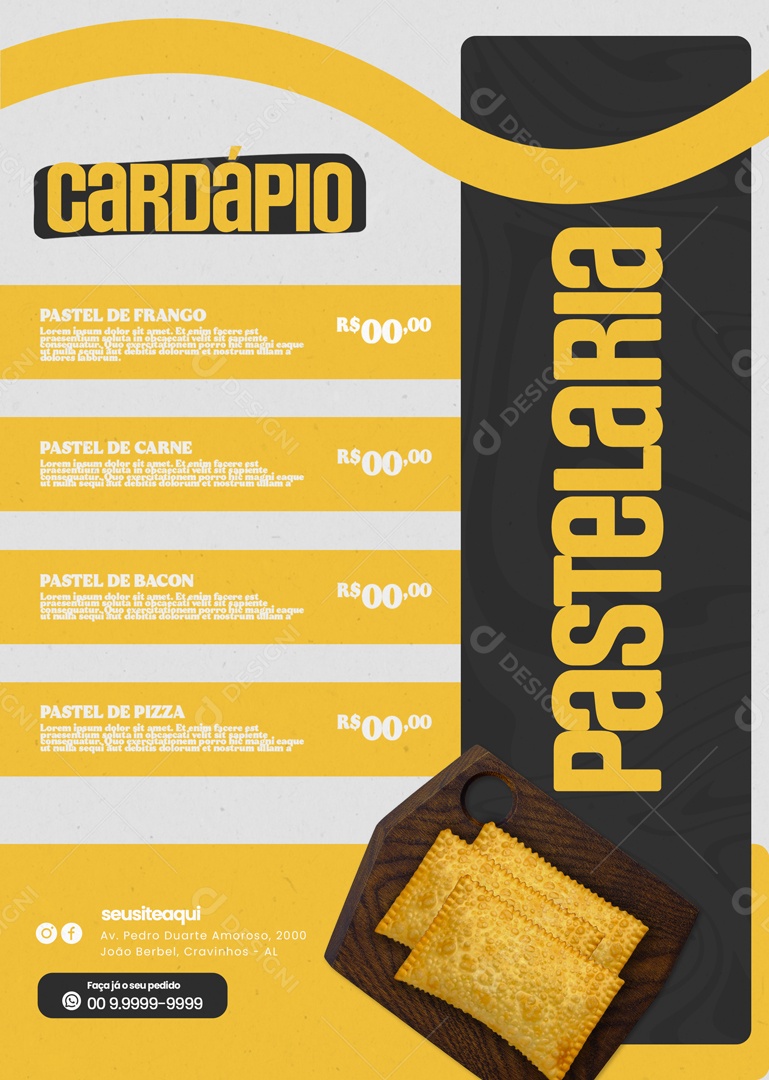 Modelo de Cardápio de Pastelaria PSD Editável
