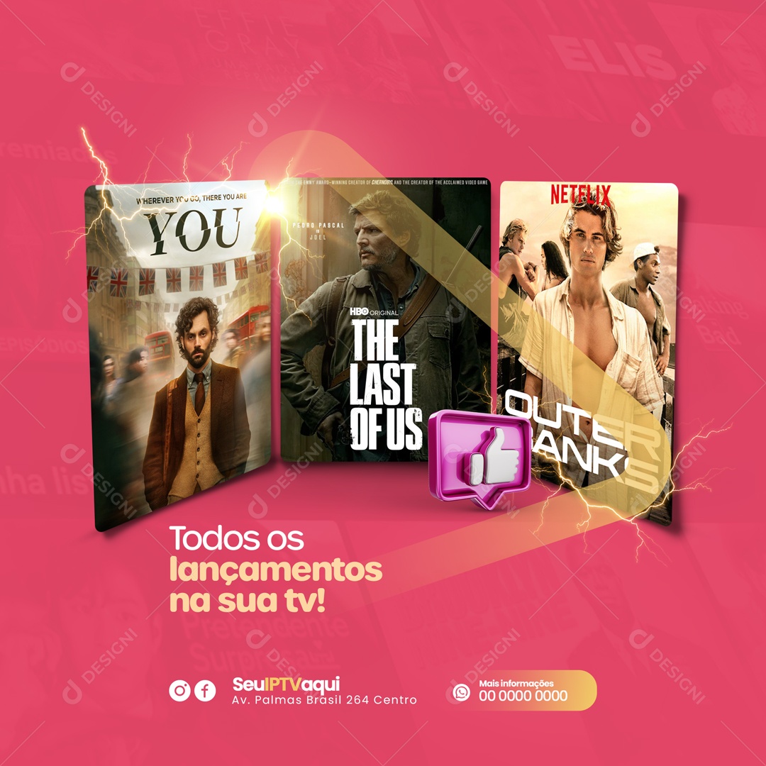 Todos Os Lançamentos na Sua TV! IPTV Social Media PSD Editável