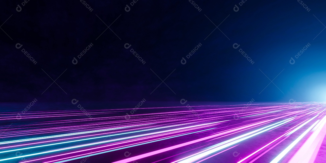 Renderização 3D Fundo vazio com luzes neon coloridas