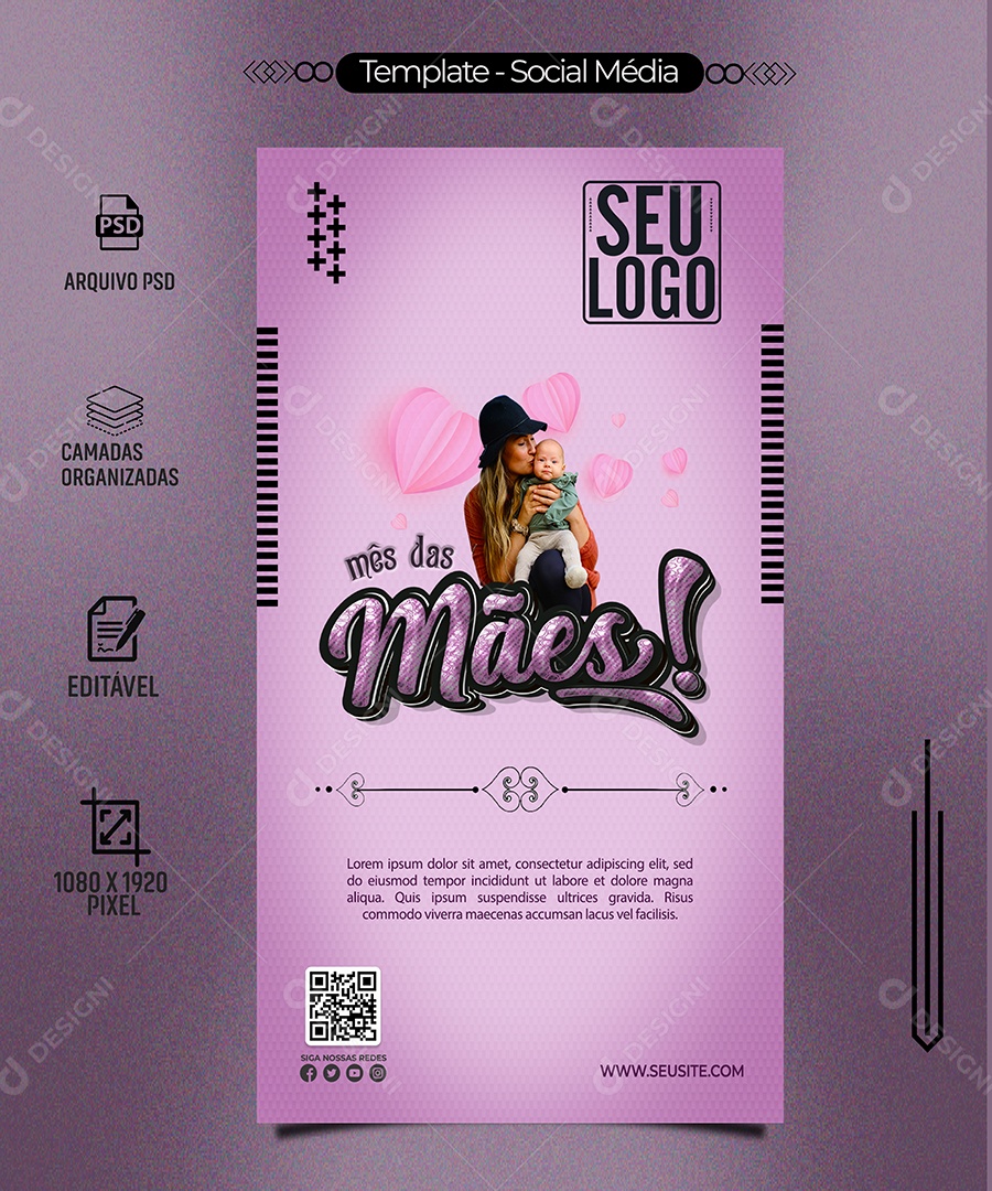 Story Mês Das Mães Social Media PSD Editável