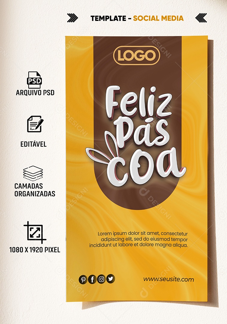 Feliz Páscoa Social Media PSD Editável