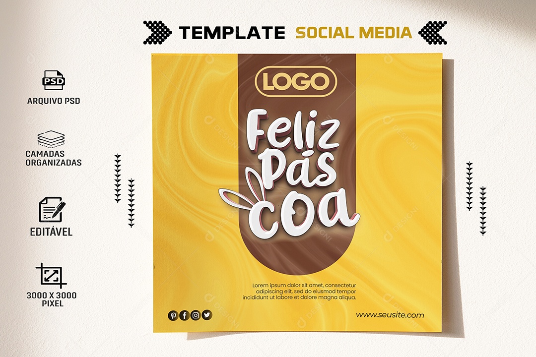 Feliz Páscoa Social Media PSD Editável