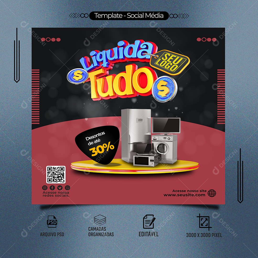 Liquida Tudo Venha Conferir Social Media PSD Editável
