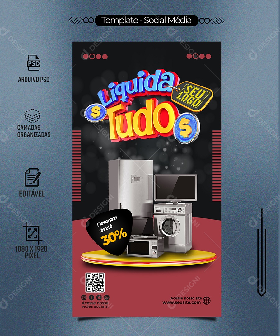 Story Liquida Tudo Venha Conferir Social Media PSD Editável