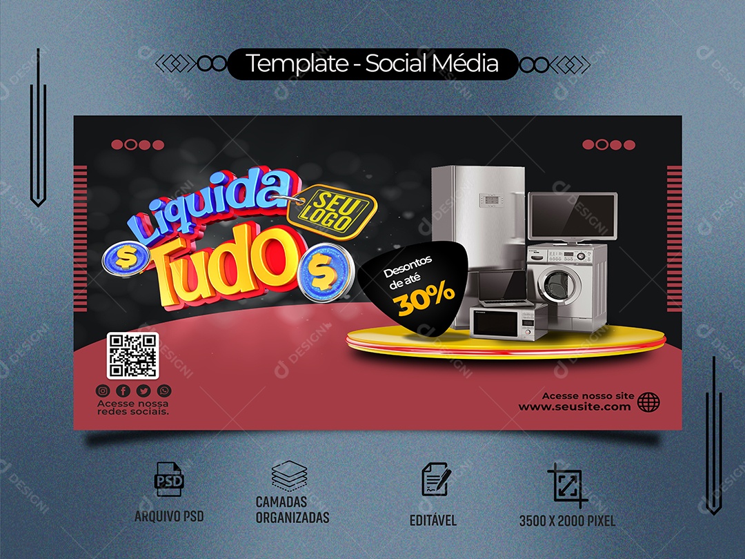 Banner Liquida Tudo Venha Conferir Social Media PSD Editável
