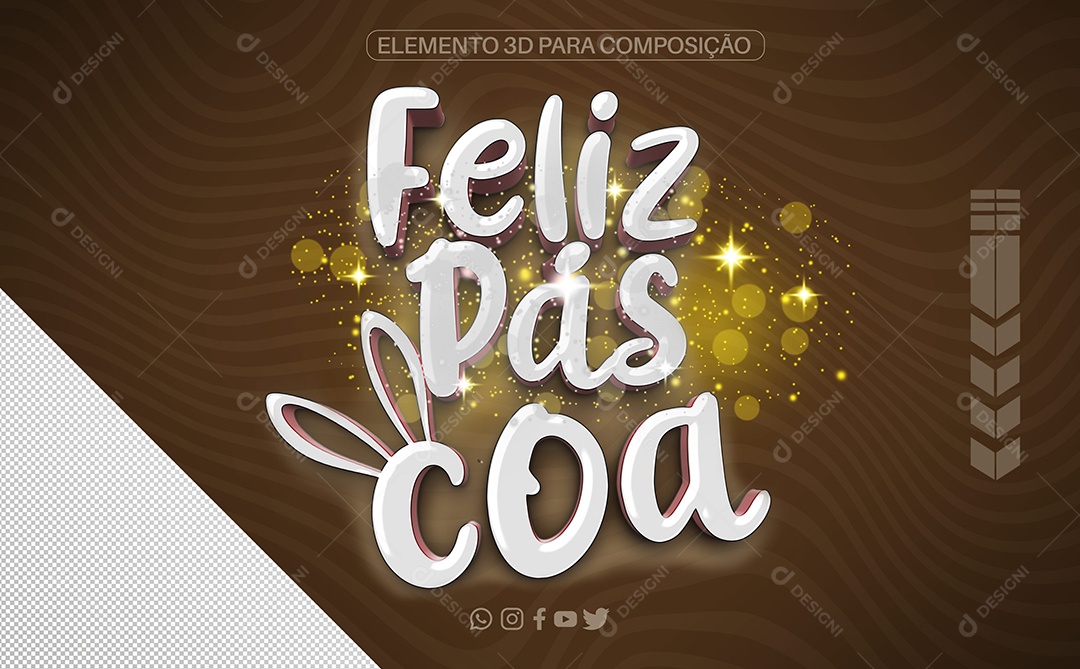 Selo 3D Para Composição Feliz Páscoa PNG