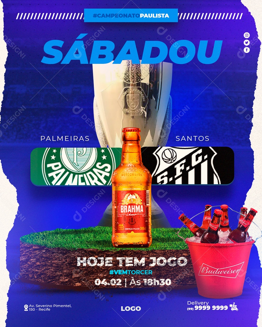 Sábadou Hoje Tem Jogo Social Media PSD Editável