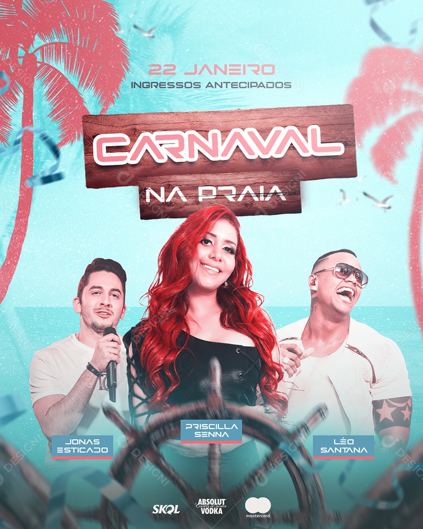 Flyer Carnaval na Praia Social Media PSD Editável