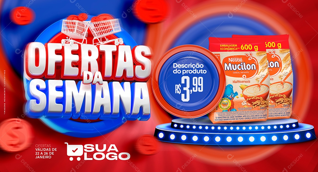 Banner Ofertas da Semana Mucilon 3,99 Supermercado Social Media PSD Editável