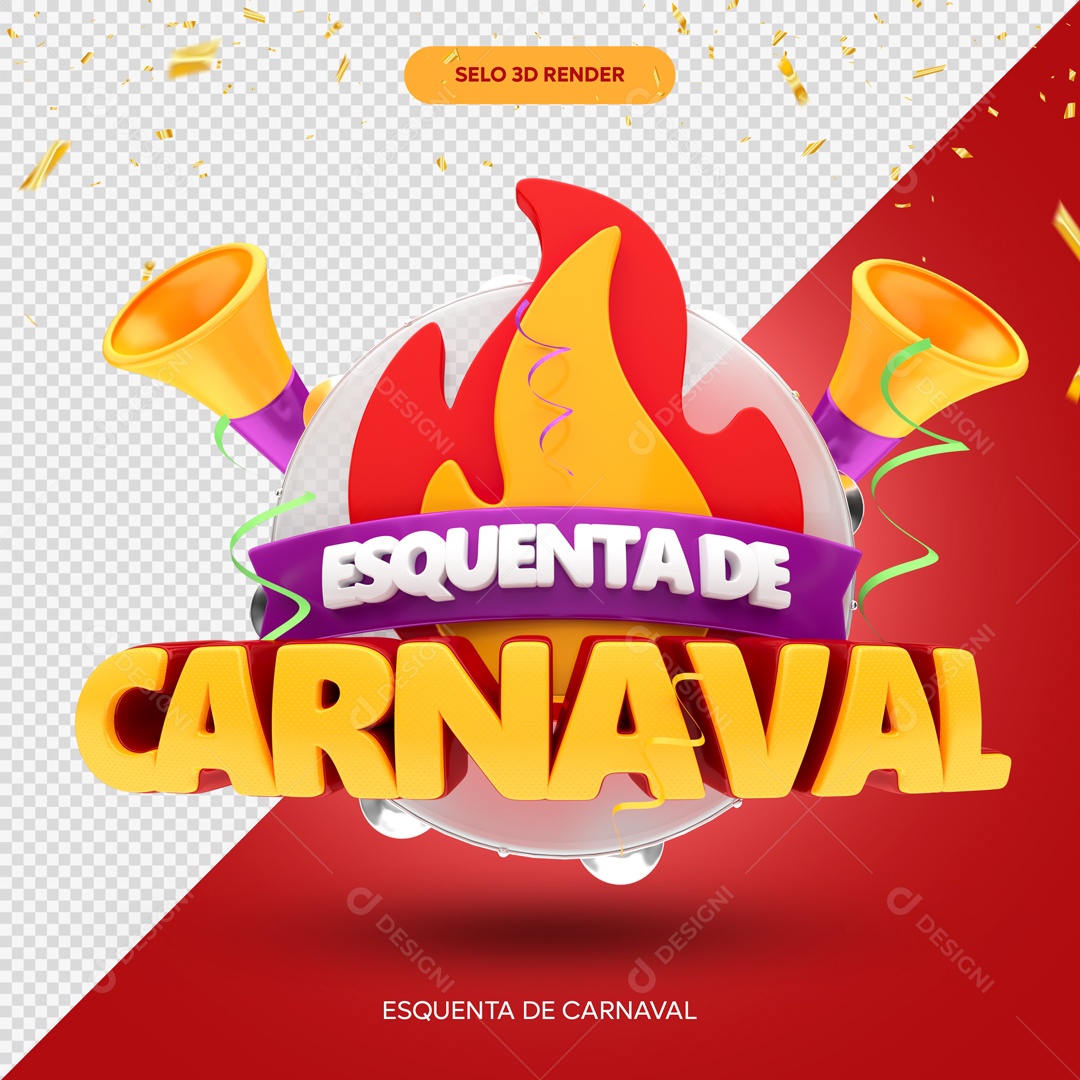 Selo 3D Para Composição Esquenta de Carnaval PSD