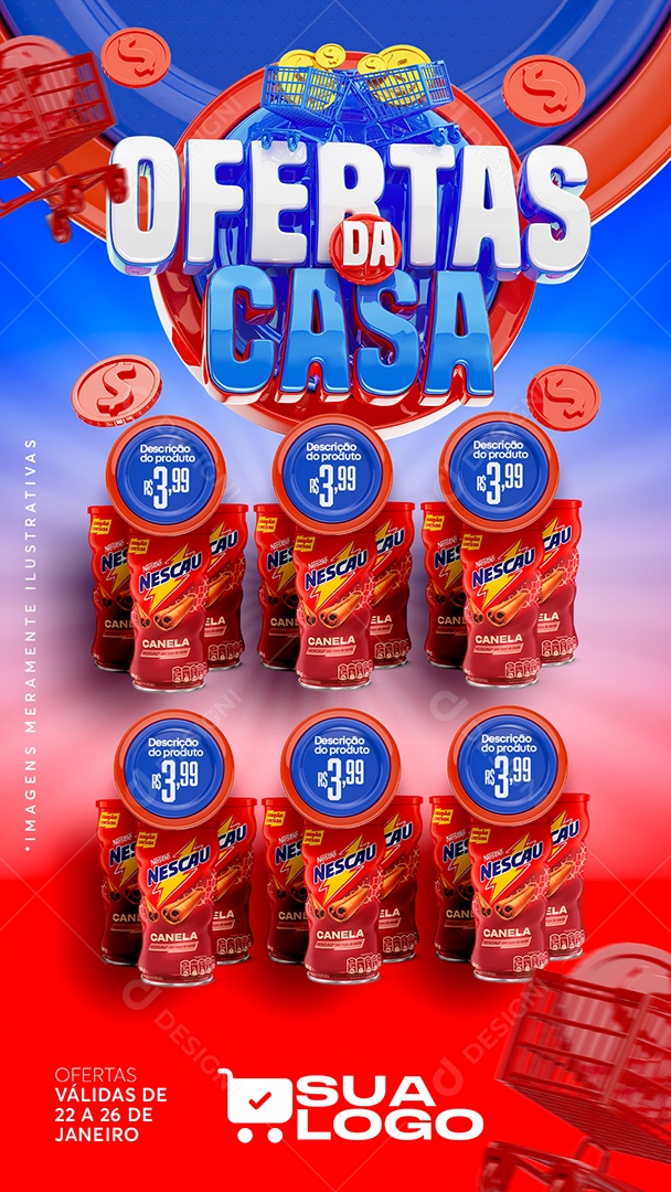 Story Encarte Ofertas da Casa Nescau Supermercado Social Media PSD Editável