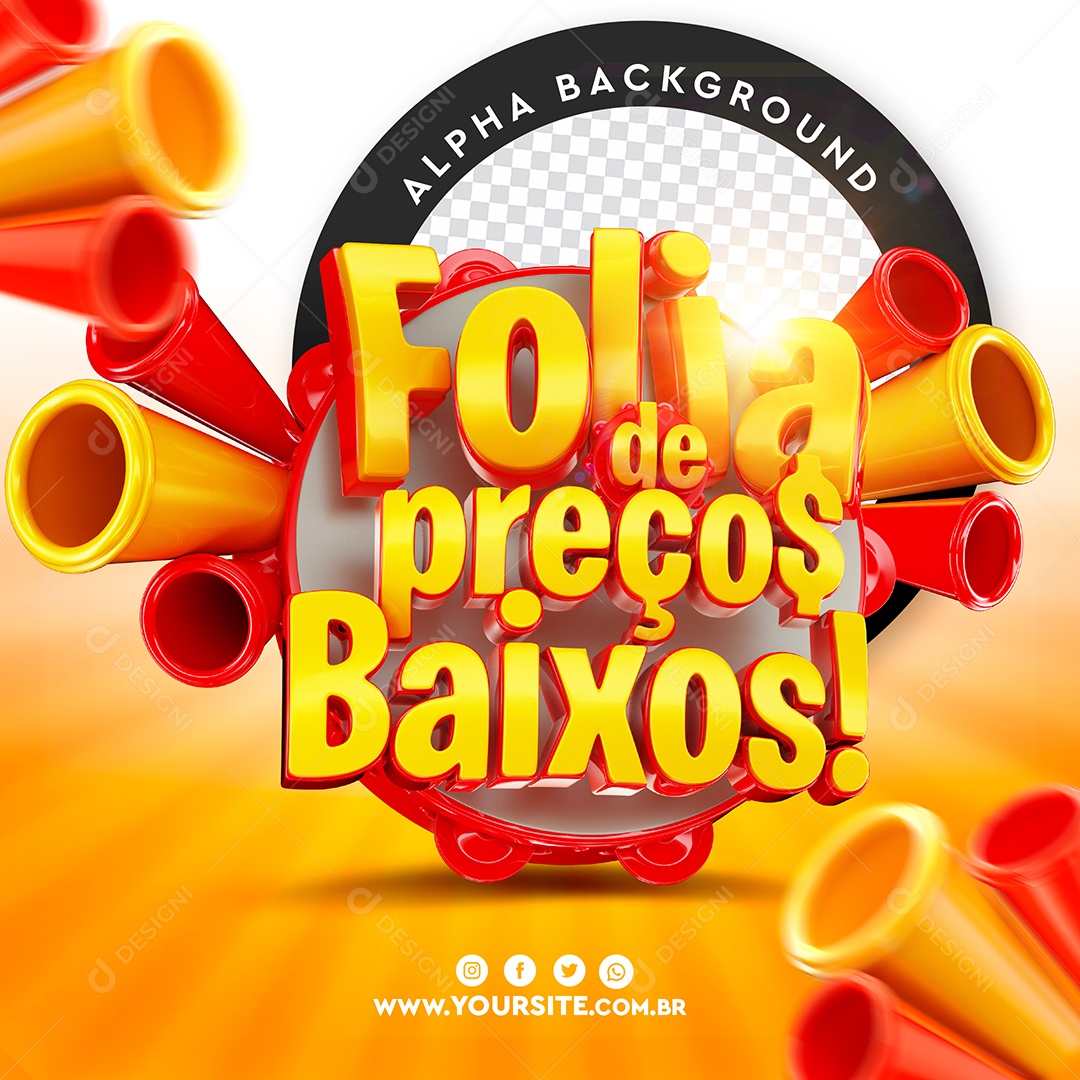 Folia de Preços Baixos Selo 3D Dourado e Vermelho para Composição PSD