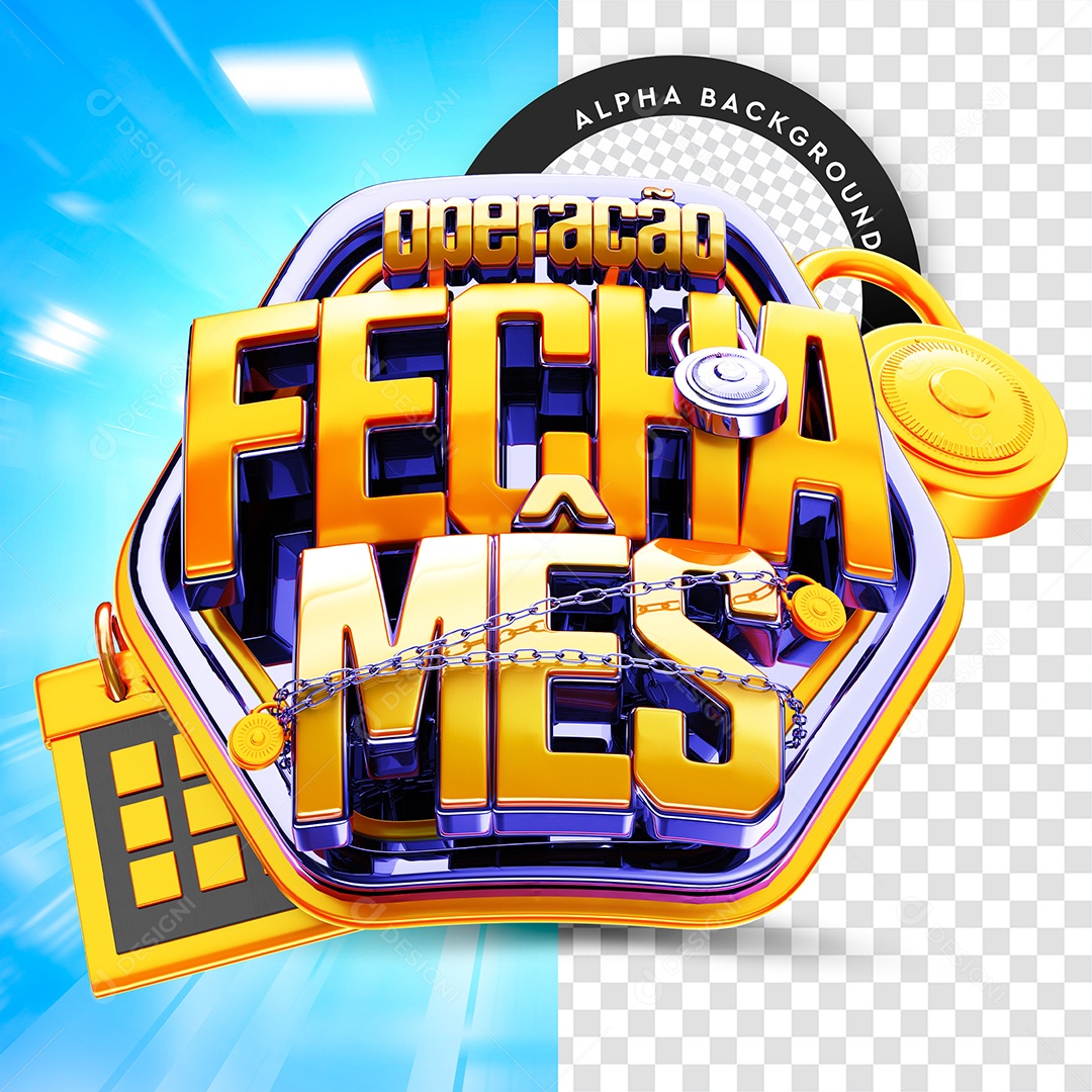 Operação Fecha Mês Selo 3D para Composição PSD