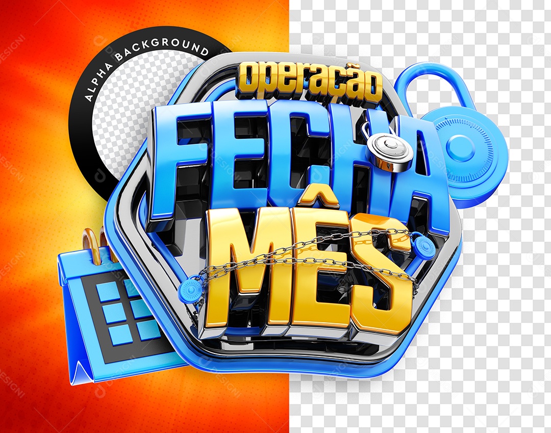 Operação Fecha Mês Selo 3D para Composição PSD
