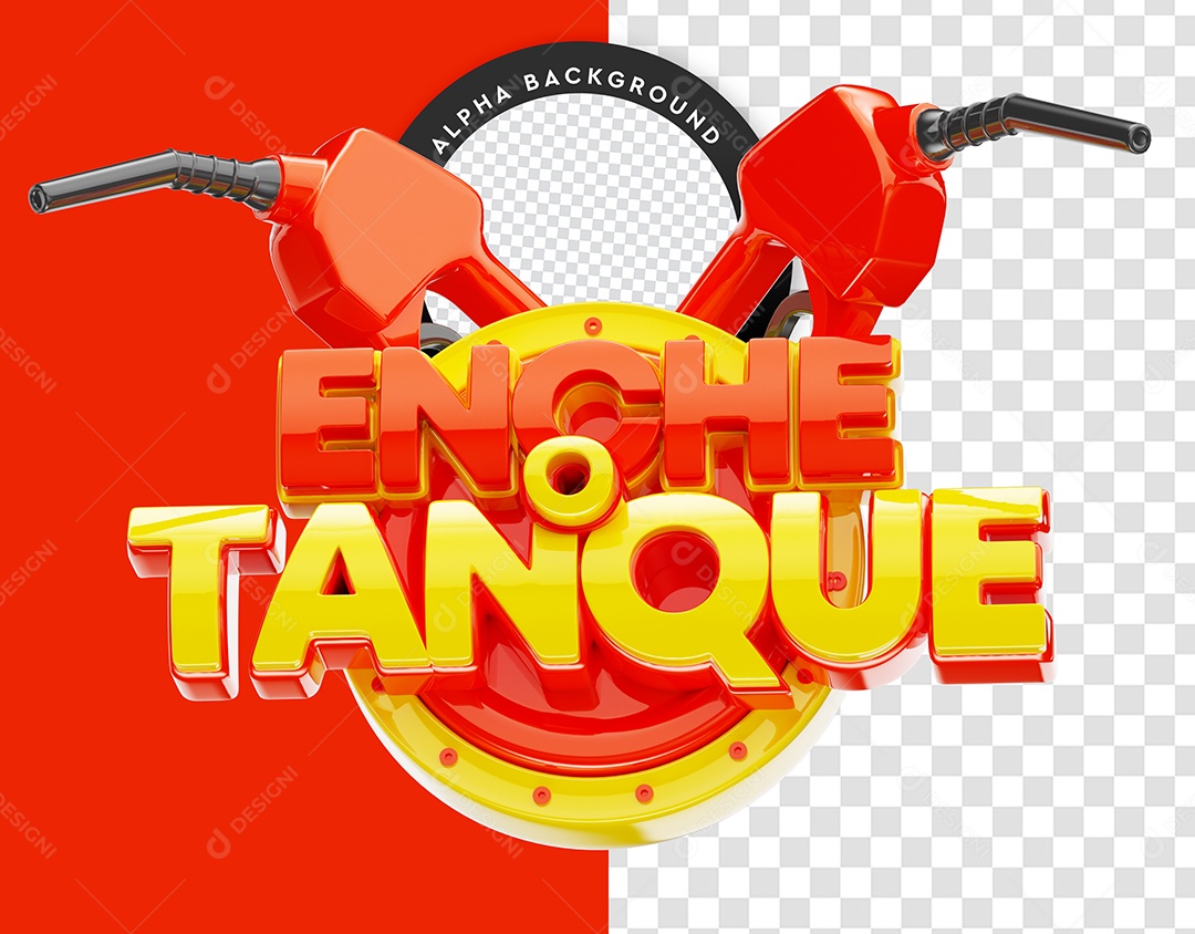 Enche o Tanque 3D Vermelho e Amarelo para Composição PSD