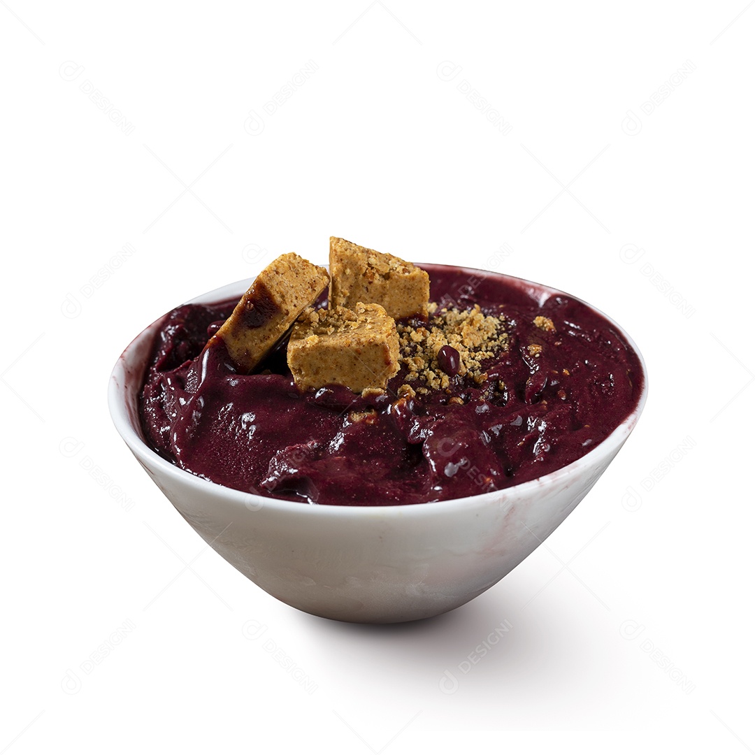Açaí Berry Congelado com Pacoca. Isolado em fundo branco