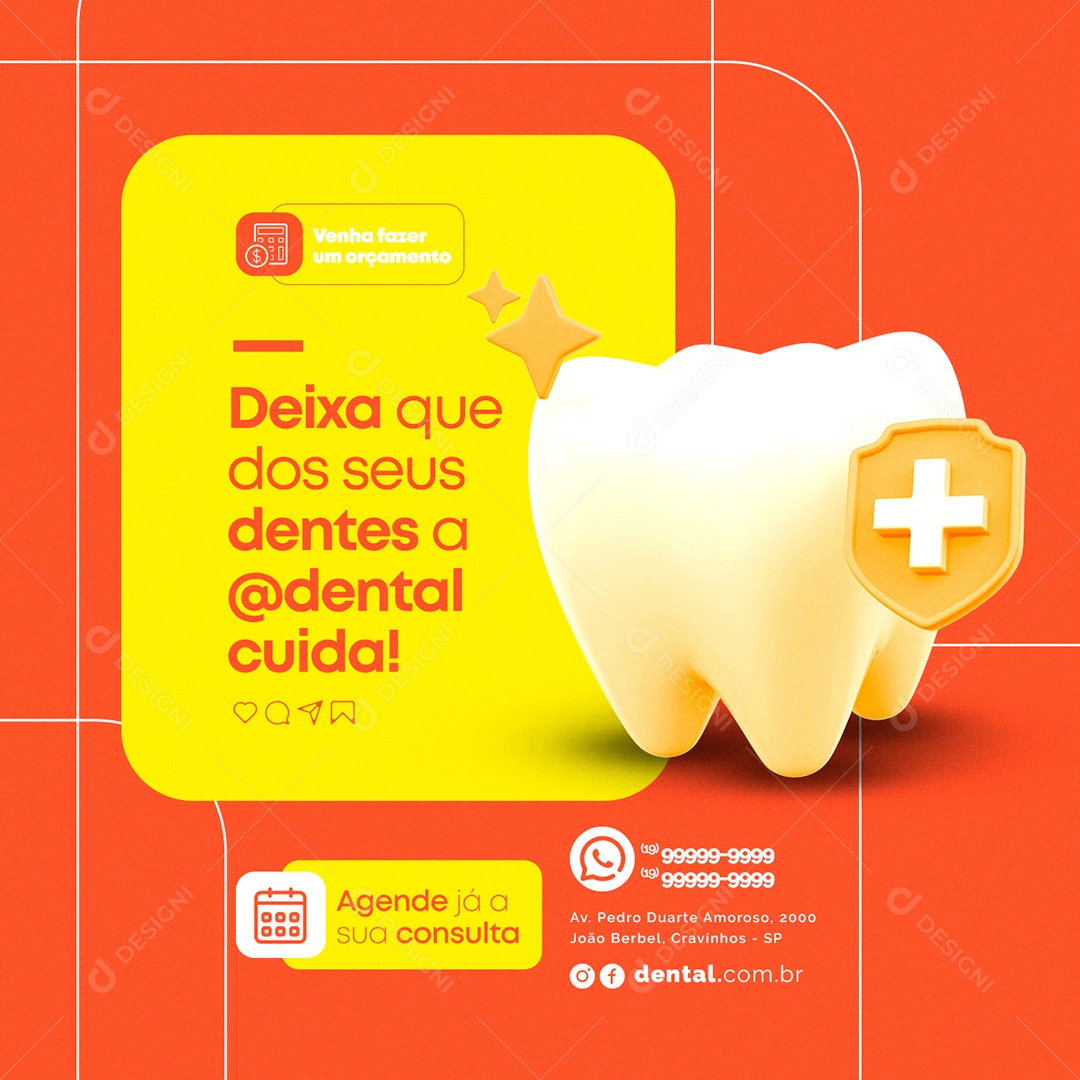 Deixa Que dos Seus Dentes a Dentista Cuida Social Media PSD Editável