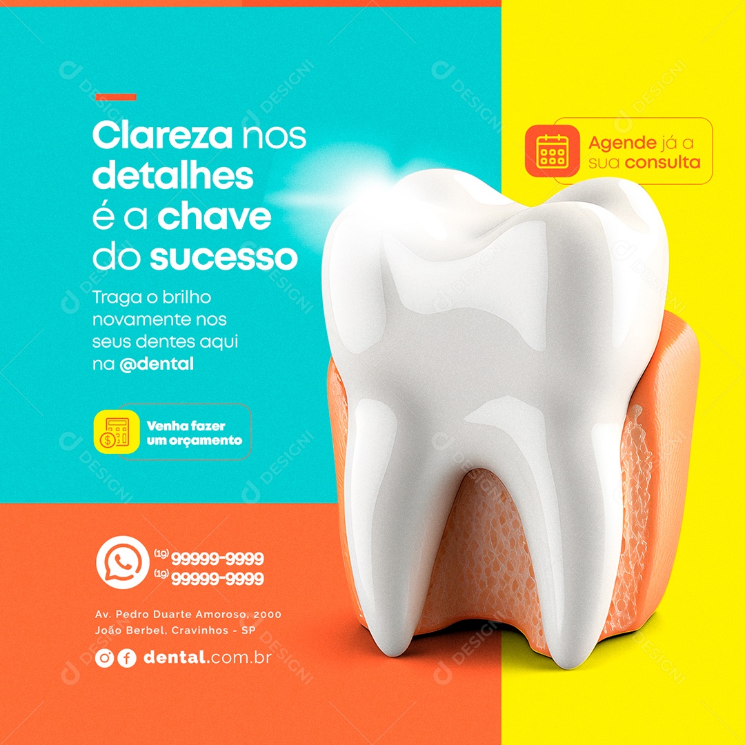 Clareza nos Detalhes é a Chave do Sucesso Dentista Social Media PSD Editável