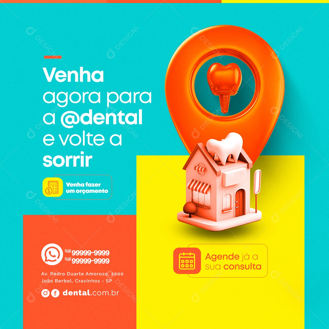 Venha Agora para a Dentista e Volte a Sorrir Social Media PSD Editável