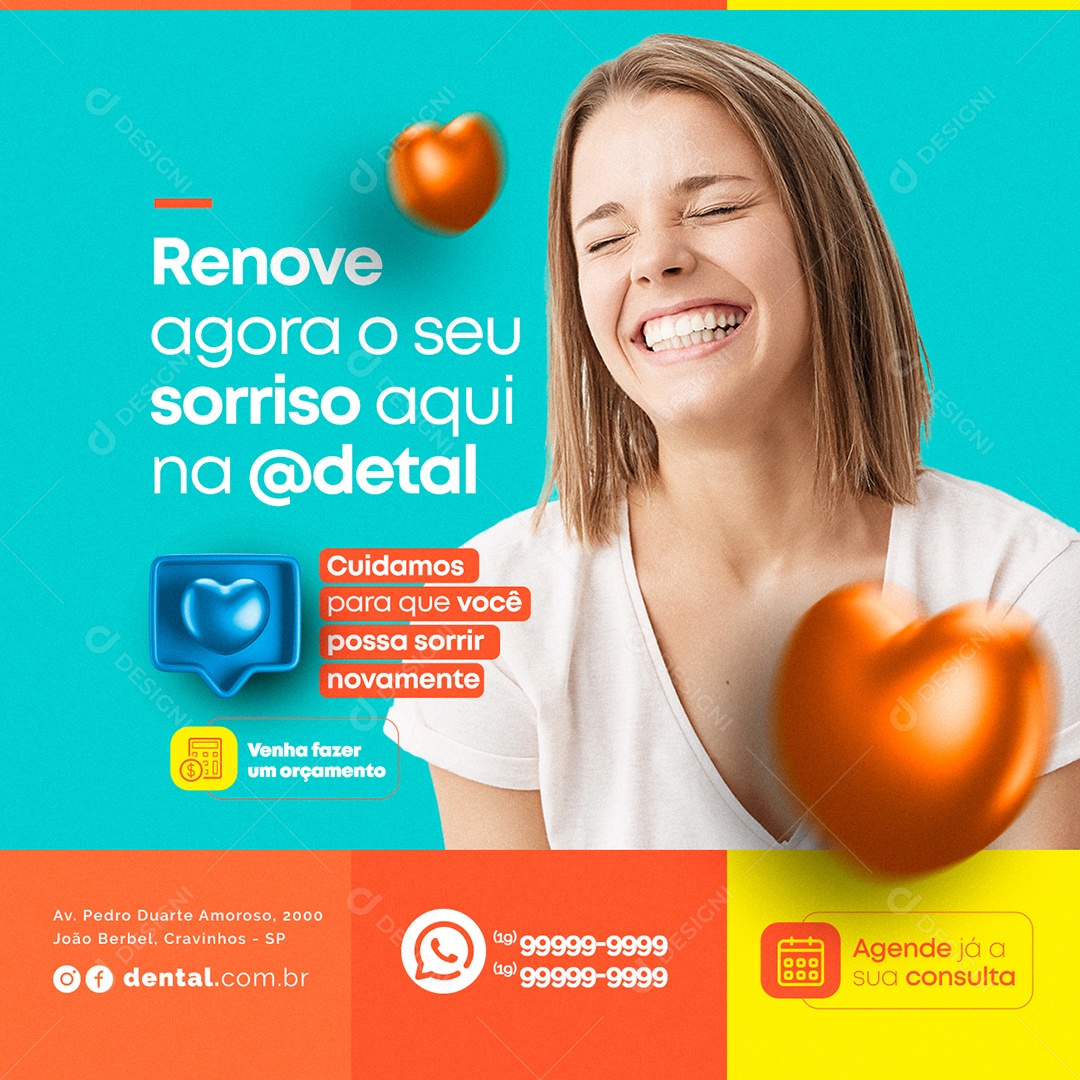 Renove Agora o Seu Sorriso Aqui na Dentista Social Media PSD Editável