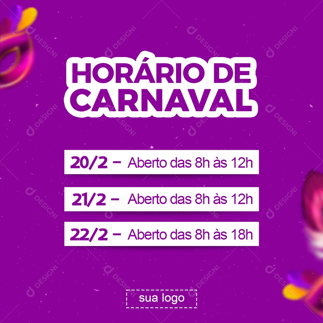 Social Media Horário Carnaval PSD Editável