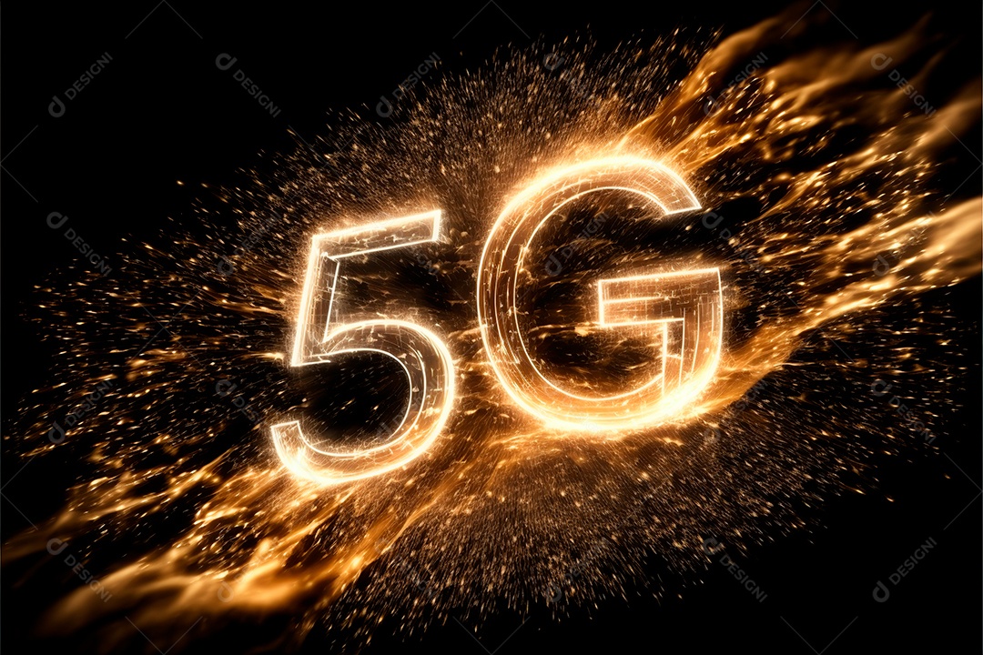 Conceito de símbolo de rede 5G de internet móvel de alta velocidade.