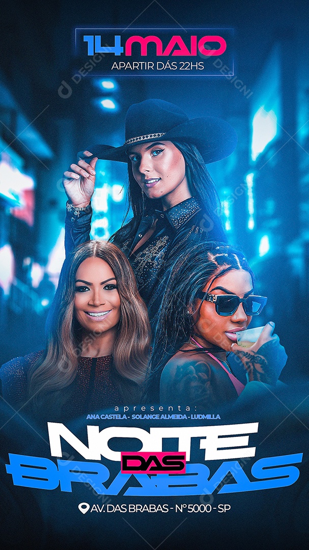 Story Flyer Noite Das Brabas Ana Castela Solange Almeida Ludmilla Social Media PSD Editável