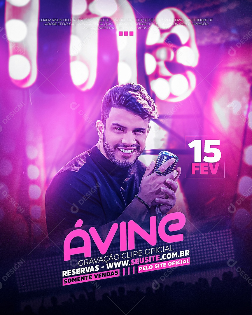 Flyer Ávine Gravação Clipe Oficial Social Media PSD Editável