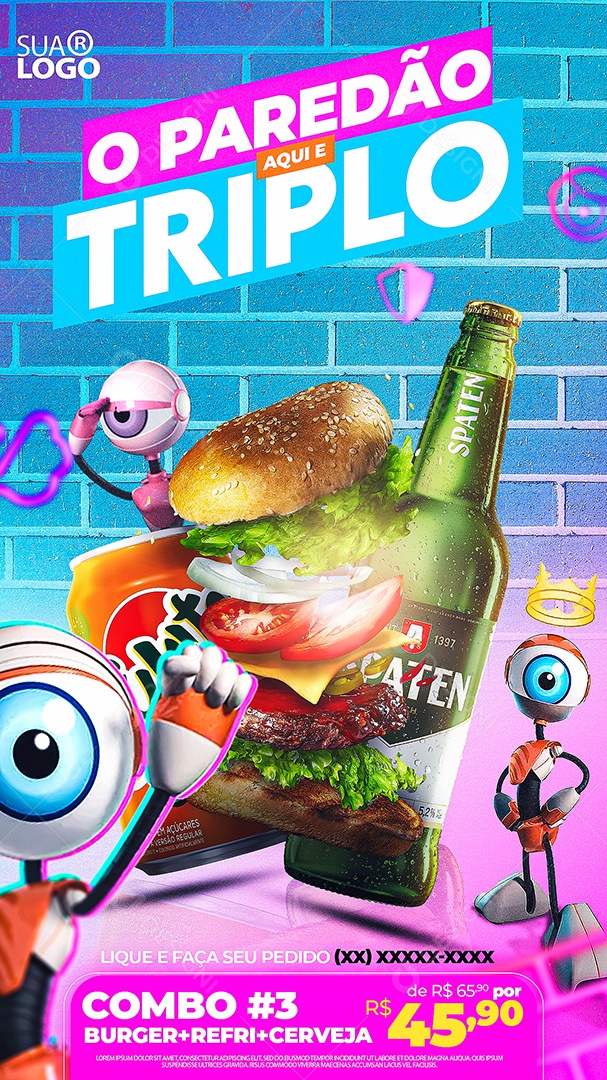 Story O Paredão Aqui é Triplo Venha Conferir Social Media PSD Editável