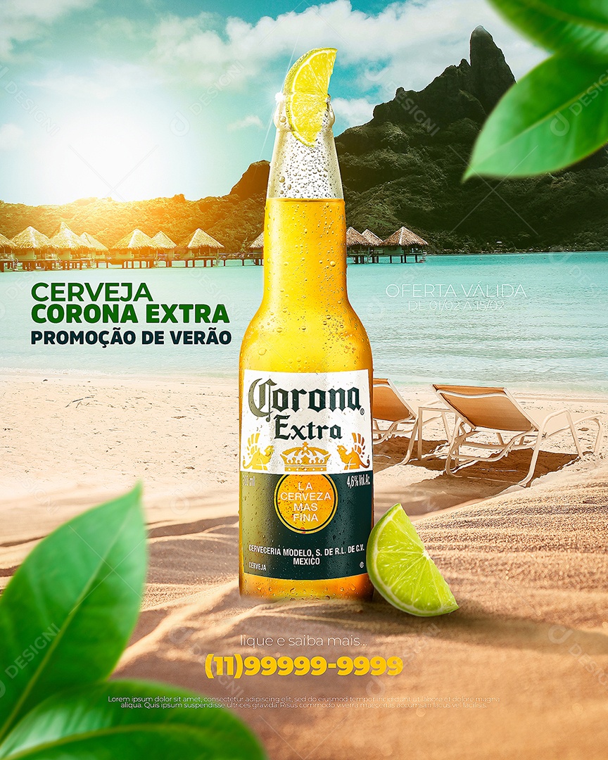 Cerveja Corona Extra Promoção de Verão Social Media PSD Editável
