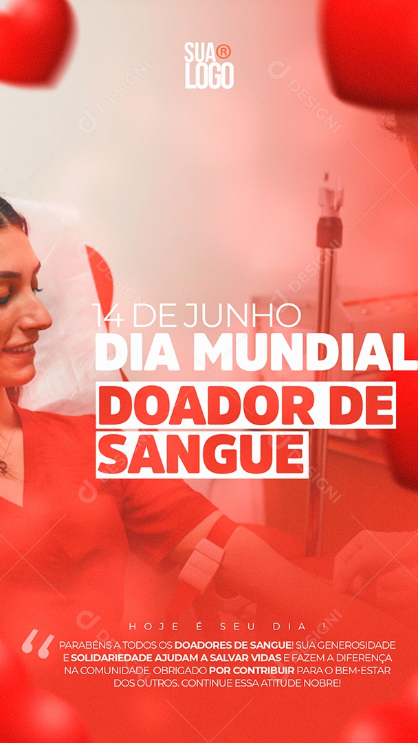 Story Dia Mundial do Doador de Sangue 14 de Junho Social Media PSD Editável