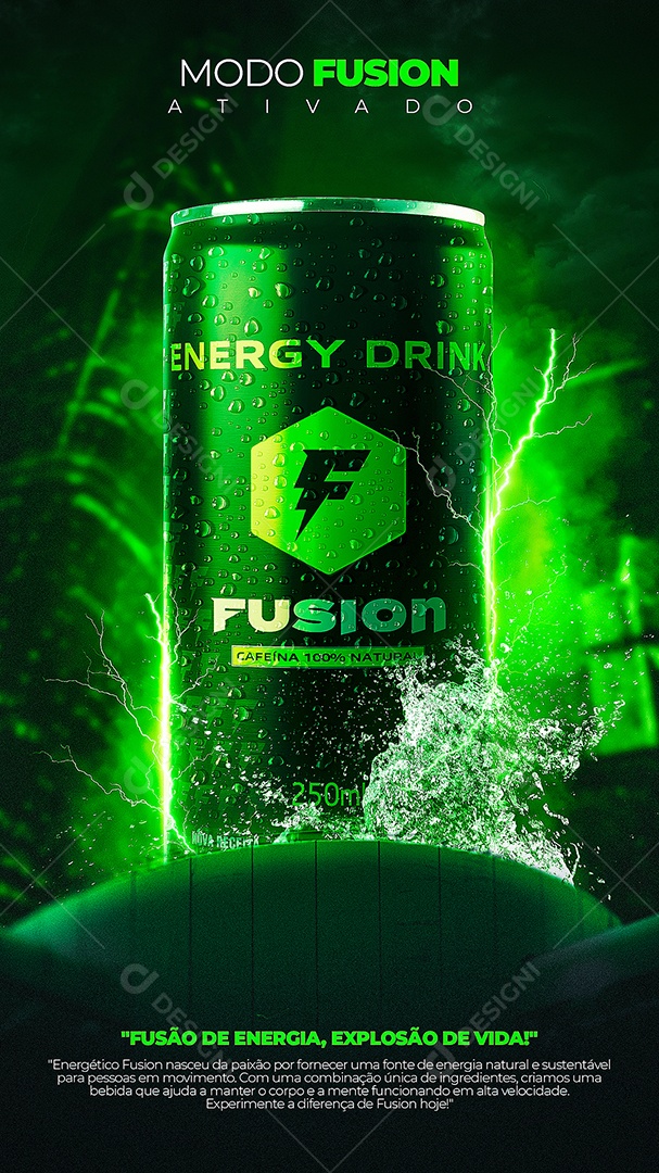 Story Modo Fusion Ativado Fusão de Energia Explosão de Vida Social Media PSD Editável