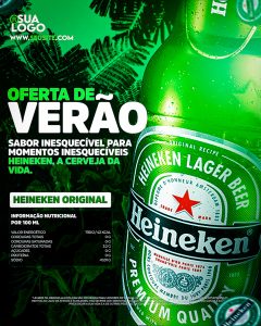 Oferta de Verão Sabor Inesquecível Para Momentos Inesquecíveis Heineken, a Cerveja da Vida Social Media PSD Editável