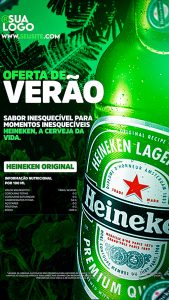 Story Oferta de Verão Sabor Inesquecível Para Momentos Inesquecíveis Heineken, a Cerveja da Vida Social Media PSD Editável