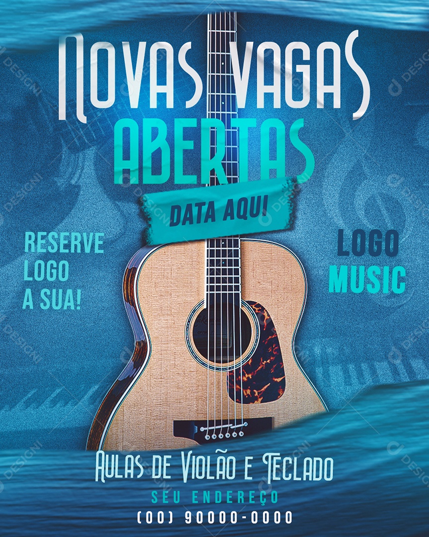 Aulas de Música Violão e Teclado Social Media PSD Editável