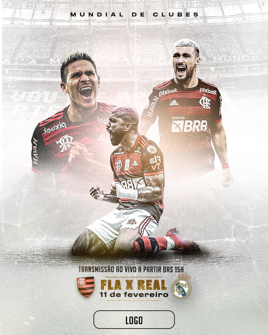 Flamengo x Real Madri - Mundial Transmissão Social Media PSD Editável