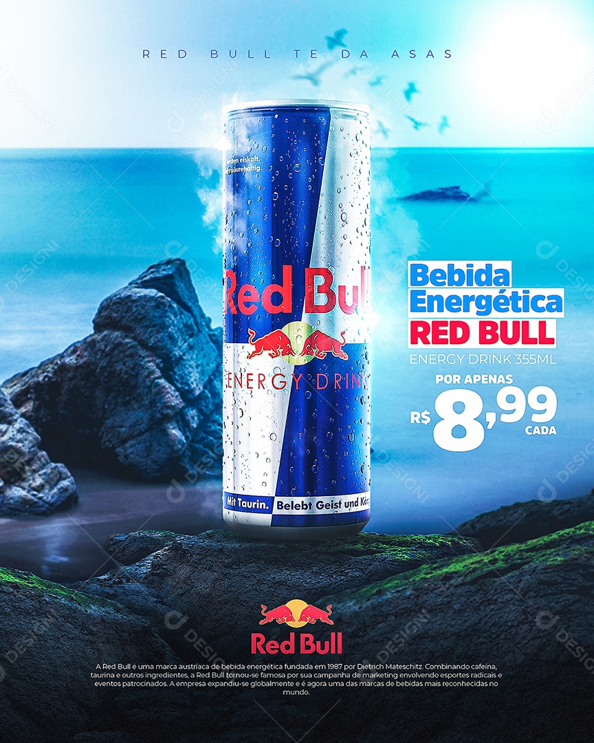 Bebida Energética Red bull Promoção Venha Conferir Social Media PSD Editável