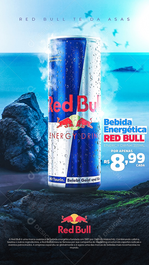 Story Bebida Energética Red bull Promoção Venha Conferir Social Media PSD Editável