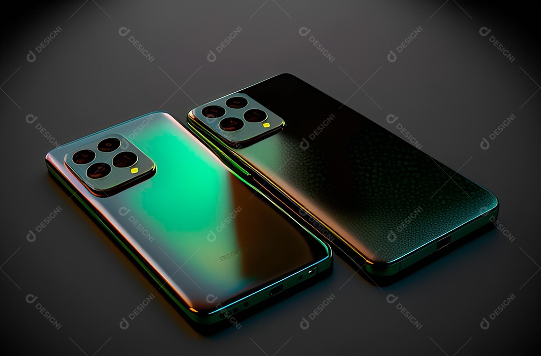 Smartphone Futurístico com detalhes em cor gradiente