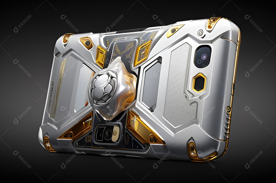 Smarphone Futurístico com detalhes em dourado