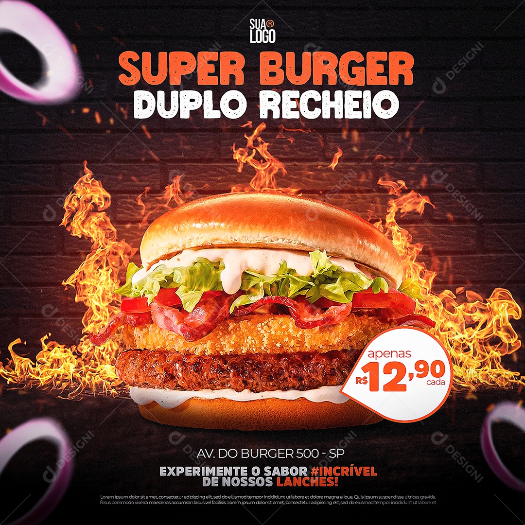 Super Burger Duplo Recheio Venha Conferir Social Media PSD Editável