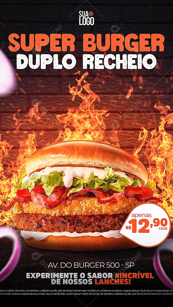 Story Super Burger Duplo Recheio Venha Conferir Social Media PSD Editável