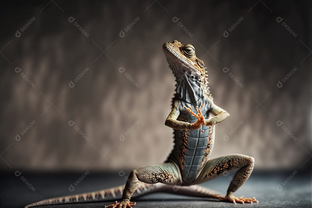 Lagarto fazendo poses engraçadas de Kung Fu e Karatê