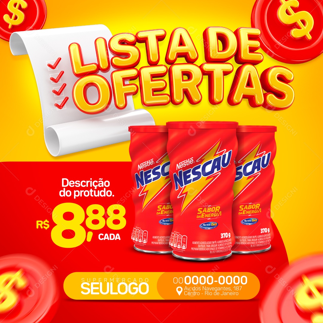 Lista de Ofertas Venha Conferir Social Media PSD Editável